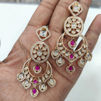 JCM Gold Plated Polki Kundan Stone Dangler Earrings