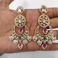 JCM Gold Plated Polki Kundan Stone Dangler Earrings