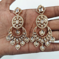 JCM Gold Plated Polki Kundan Stone Dangler Earrings
