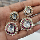 JCM Gold Plated Polki Kundan Stone Dangler Earrings