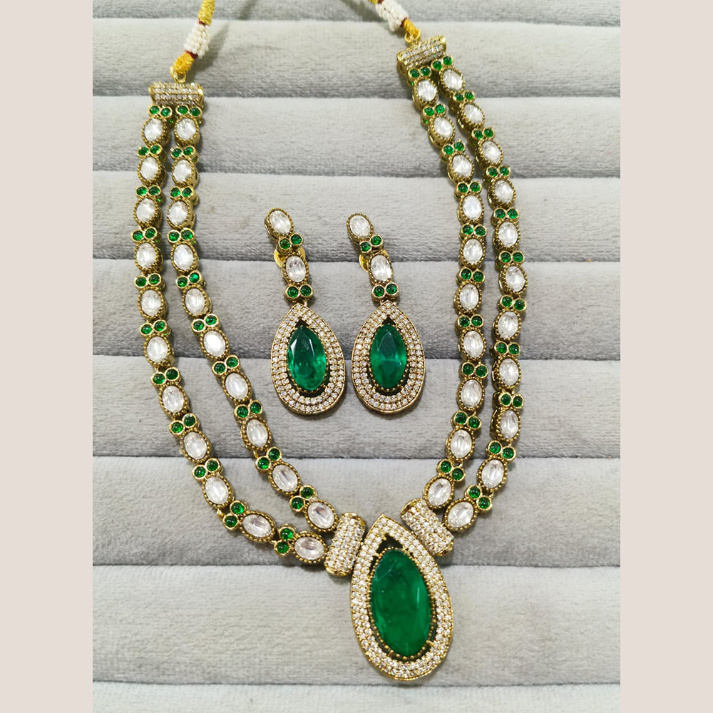 JCM Gold Plated Heavy Polki Kundan Necklace Set