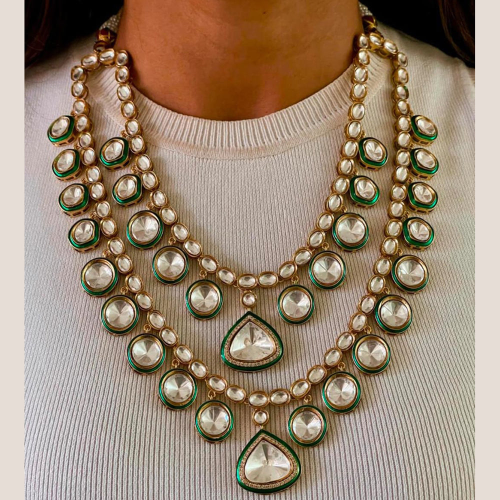 JCM Gold Plated Kundan Necklace Set
