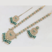 JCM Gold Plated Crystal And Pota Stone And Pearls Beads Long Necklace Set