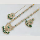 JCM Gold Plated Crystal And Pota Stone And Pearls Beads Long Necklace Set