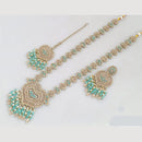 JCM Gold Plated Crystal And Pota Stone And Pearls Beads Long Necklace Set