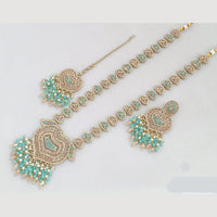 JCM Gold Plated Crystal And Pota Stone And Pearls Beads Long Necklace Set