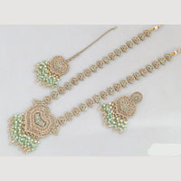 JCM Gold Plated Crystal And Pota Stone And Pearls Beads Long Necklace Set