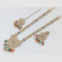 JCM Gold Plated Crystal And Pota Stone And Pearls Beads Long Necklace Set