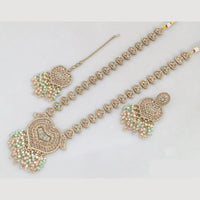 JCM Gold Plated Crystal And Pota Stone And Pearls Beads Long Necklace Set