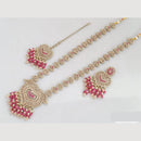 JCM Gold Plated Crystal And Pota Stone And Pearls Beads Long Necklace Set