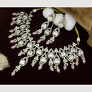JCM Gold Plated Polki Kundan Stone And Beads Necklace Set