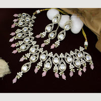 JCM Gold Plated Polki Kundan Stone And Beads Necklace Set