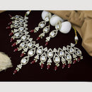 JCM Gold Plated Polki Kundan Stone And Beads Necklace Set