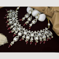 JCM Gold Plated Polki Kundan Stone And Beads Necklace Set