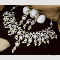 JCM Gold Plated Polki Kundan Stone And Beads Necklace Set
