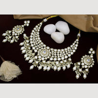 JCM Gold Plated Polki Kundan Stone And Beads Necklace Set