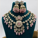 JCM Gold Plated Polki Kundan Stone And Beads Necklace Set
