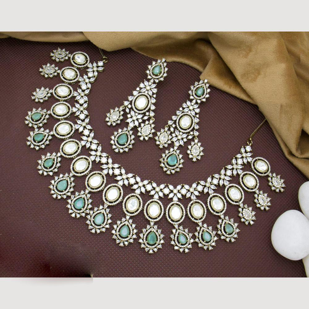 JCM Gold Plated Polki Kundan Stone Necklace Set