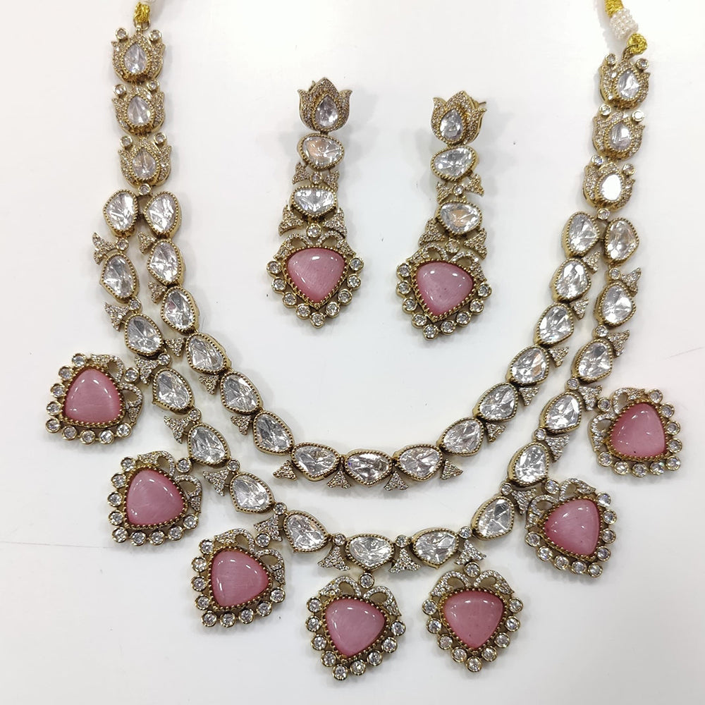 JCM Gold Plated Crystal Stone Necklace Set