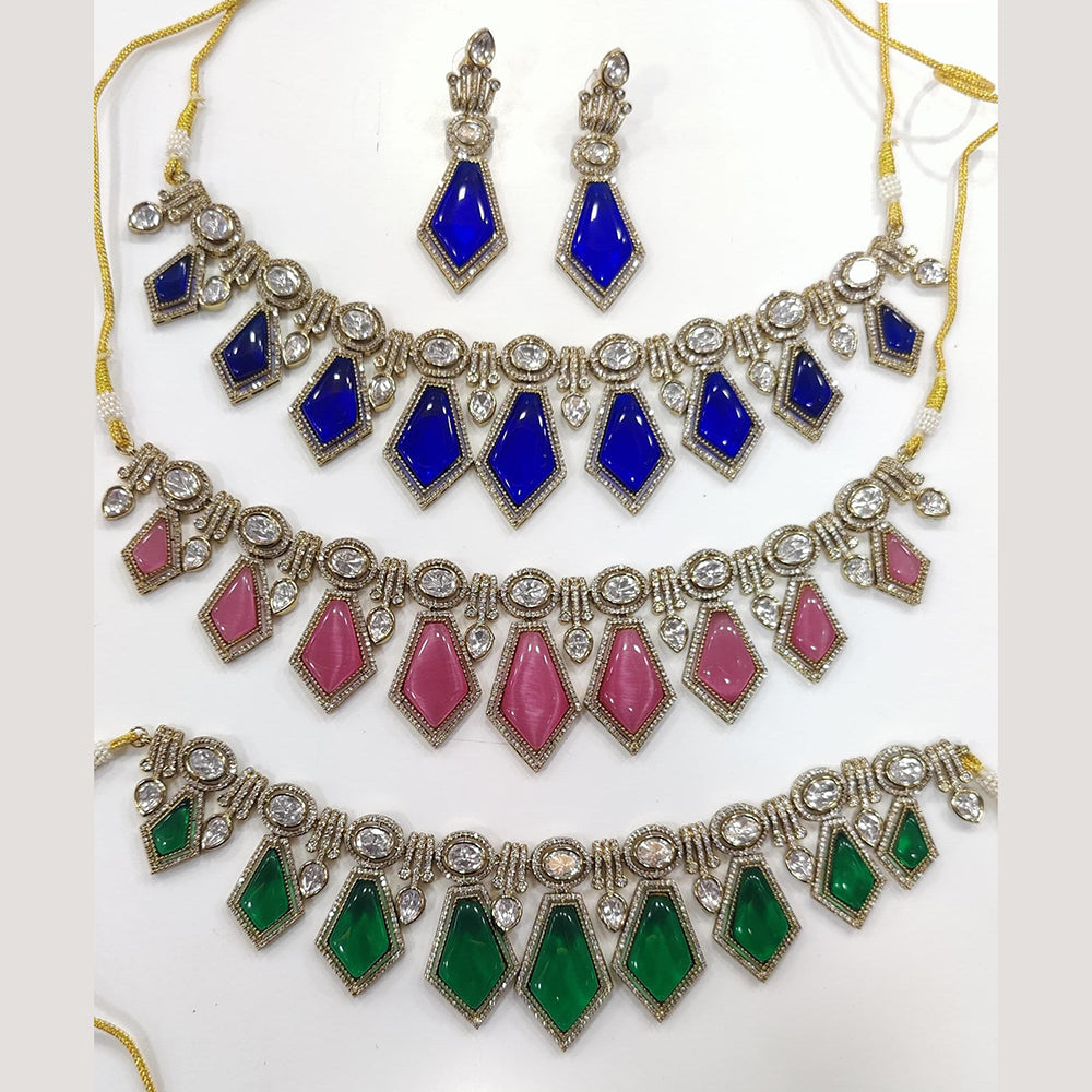 JCM Gold Plated Crystal Stone Necklace Set