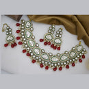JCM Gold Plated Kundan Beads And Pearl Necklace Set