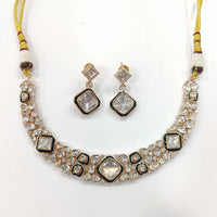JCM Gold Plated Polki Kundan Stone Necklace Set