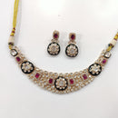 JCM Gold Plated Polki Kundan Stone Necklace Set