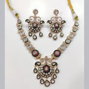 JCM Gold Plated Polki Kundan Stone Necklace Set