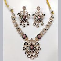 JCM Gold Plated Polki Kundan Stone Necklace Set