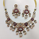JCM Gold Plated Polki Kundan Stone Necklace Set