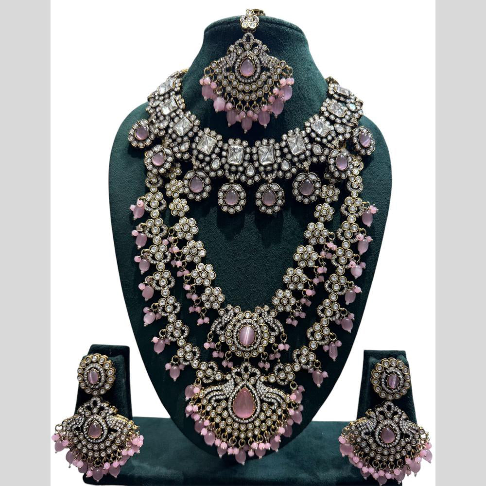 JCM Gold Plated Kundan And Beads Necklace Combo