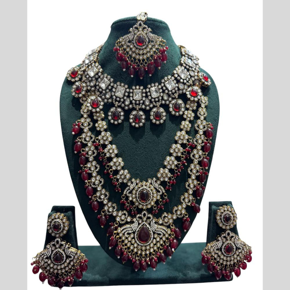 JCM Gold Plated Kundan And Beads Necklace Combo
