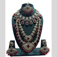 JCM Gold Plated Kundan And Beads Necklace Combo