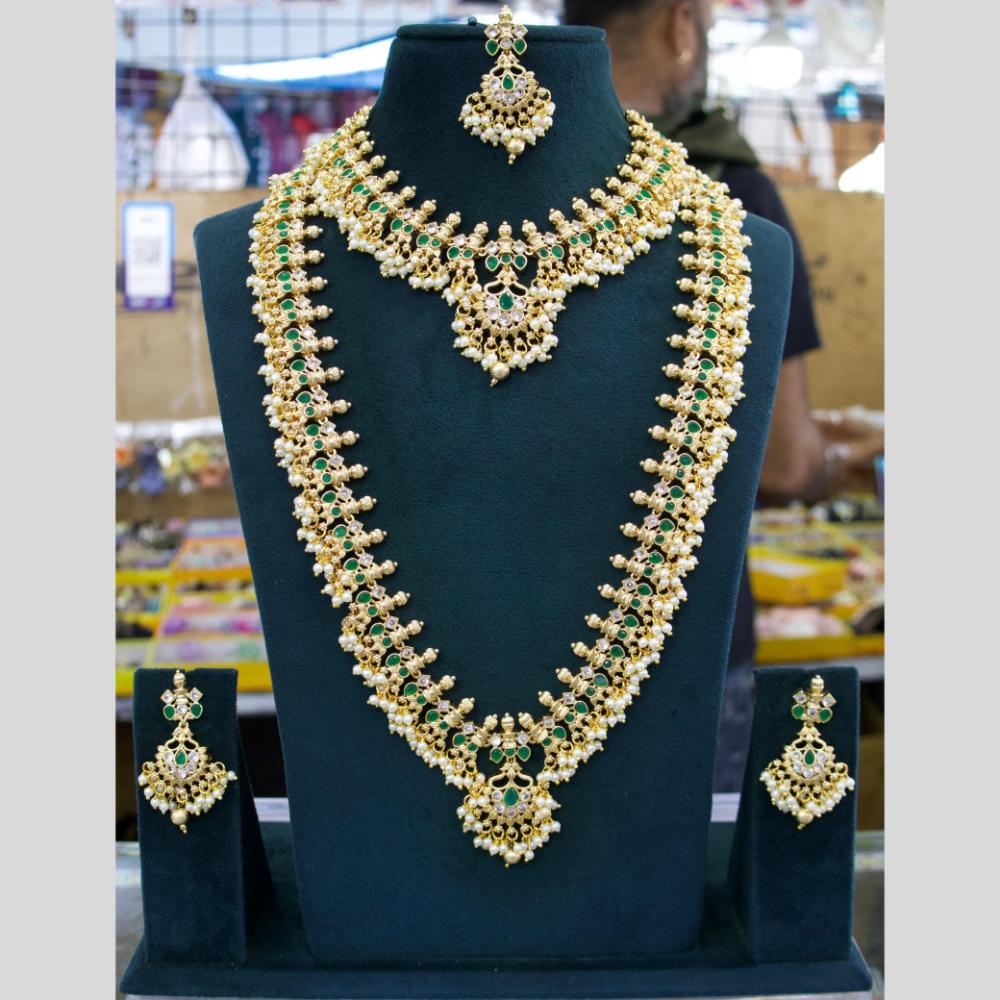 JCM Gold Plated Pota And Pearl Necklace Combo