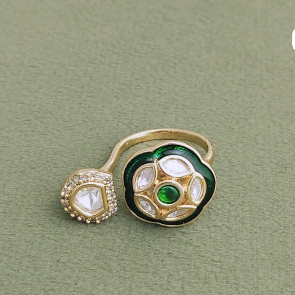 JCM Gold Plated Polki Kundan Ring