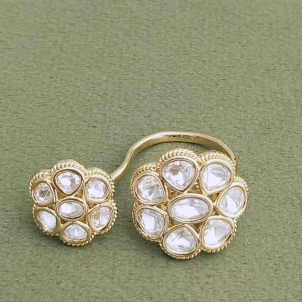 JCM Gold Plated Polki Kundan Ring