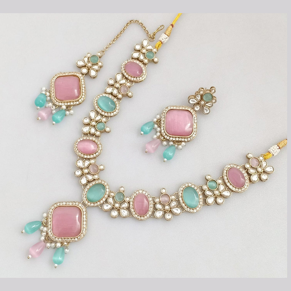 JCM Gold Plated Pota Stone Necklace Set
