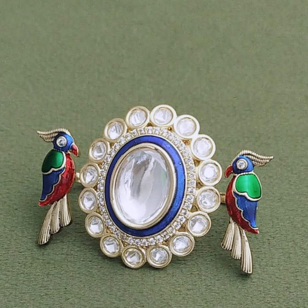 JCM Gold Plated Polki Kundan Ring