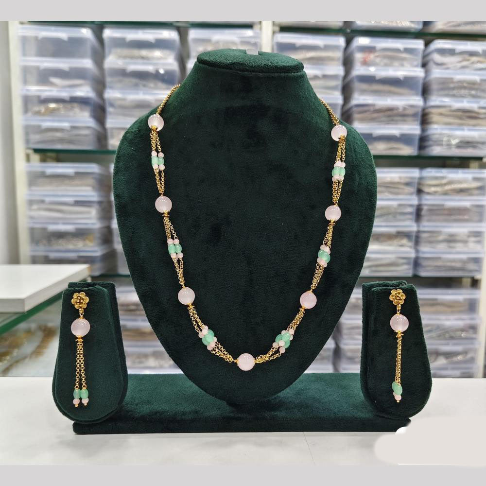 JCM Gold Plated Pearls Long Necklace Set