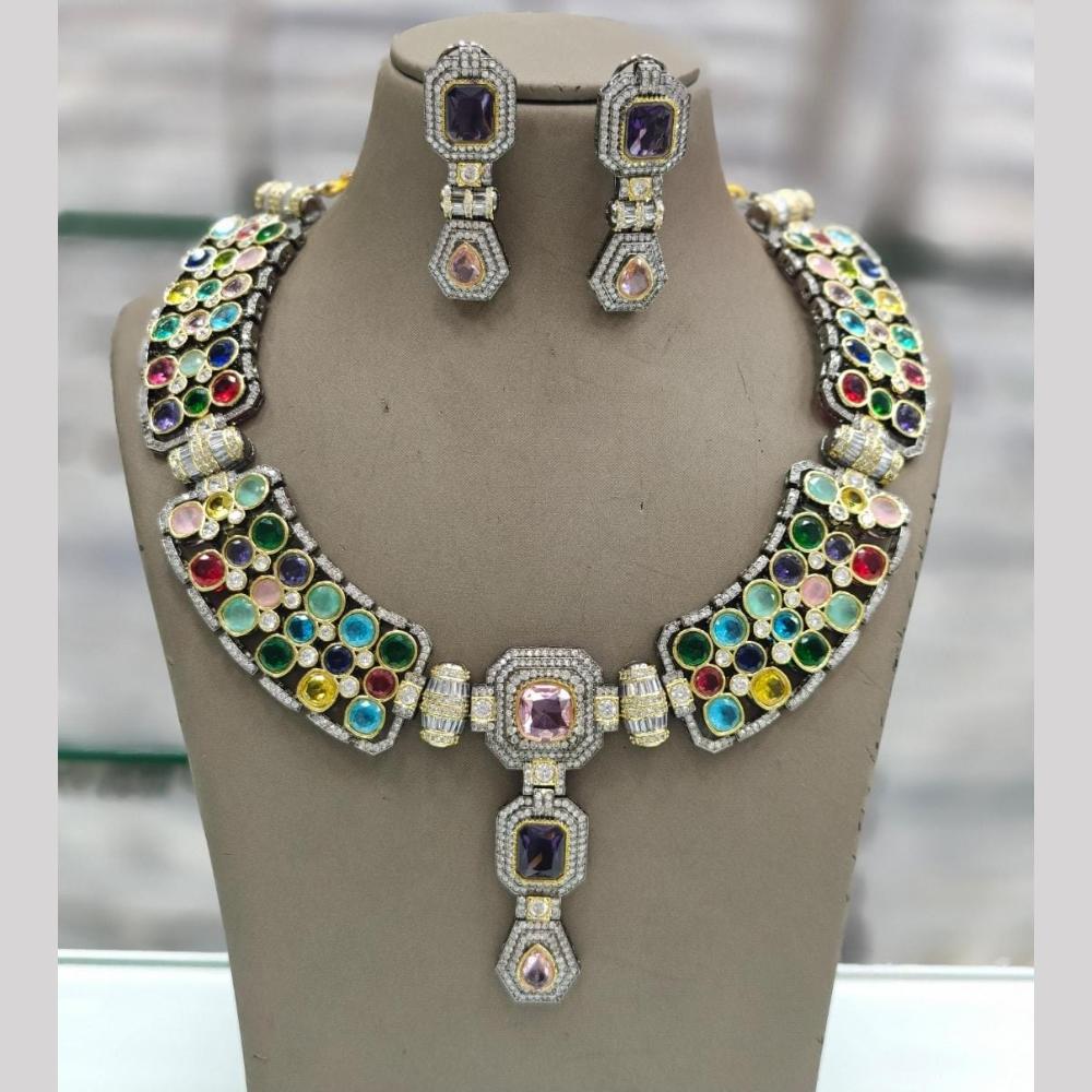 JCM Gold Plated Multi Color Pota Necklace Set