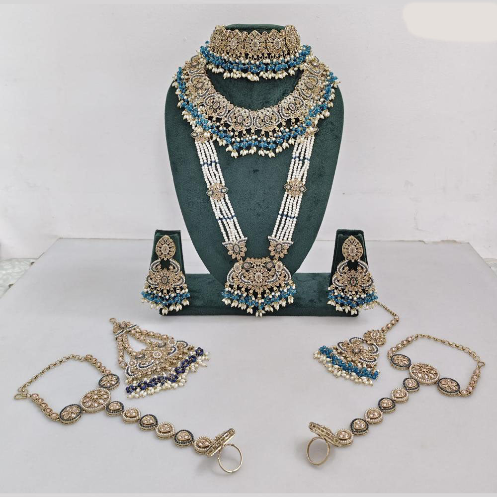 JCM Gold Plated Crystal Pearl And Beads Bridal Set