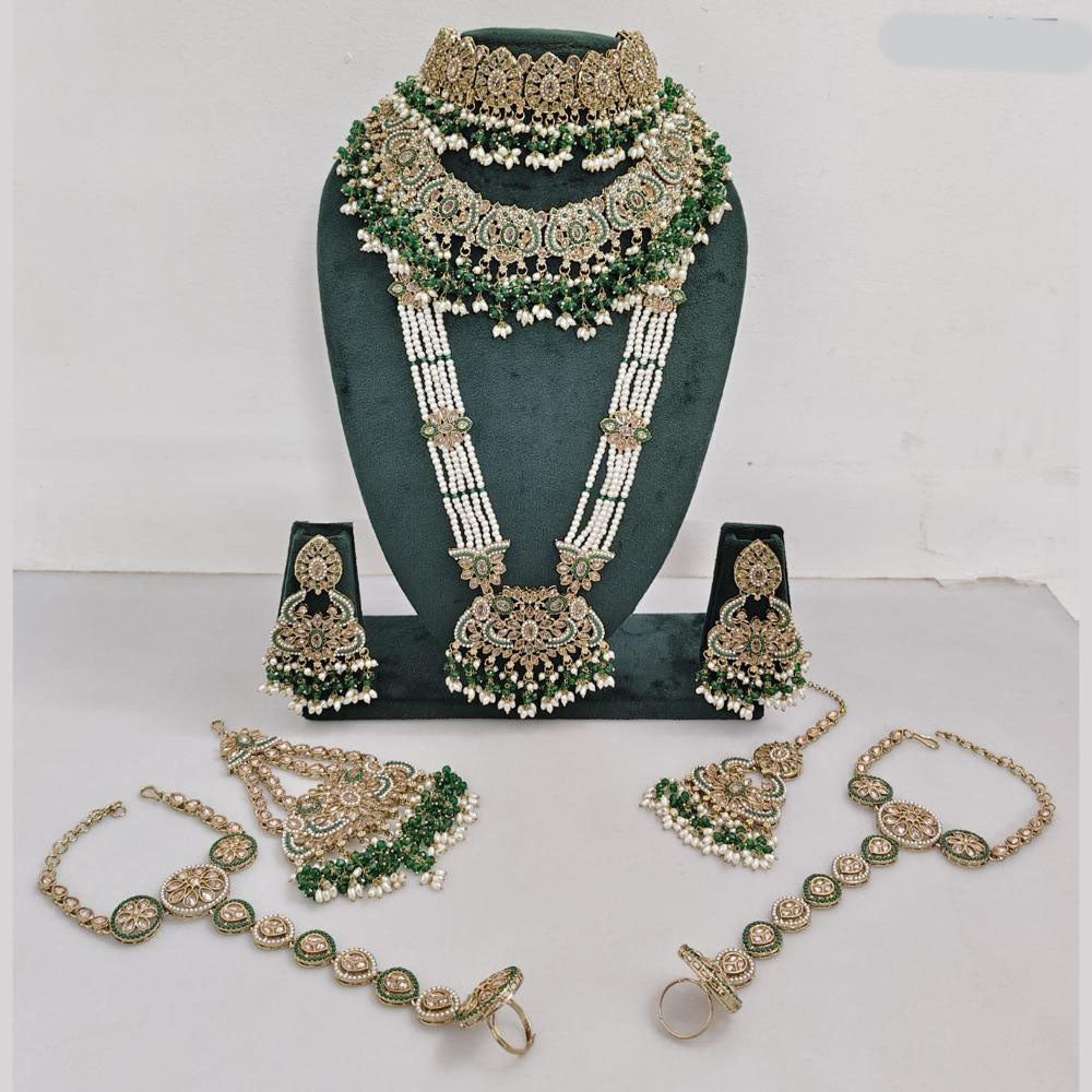 JCM Gold Plated Crystal Pearl And Beads Bridal Set