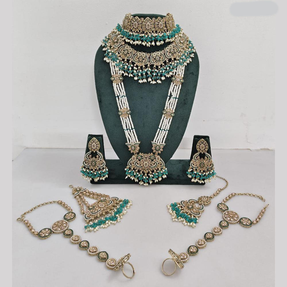 JCM Gold Plated Crystal Pearl And Beads Bridal Set