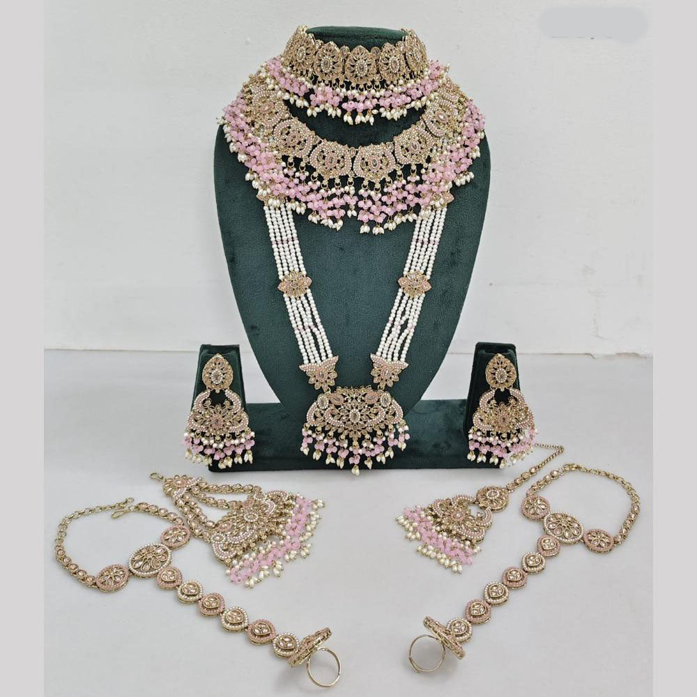 JCM Gold Plated Crystal Pearl And Beads Bridal Set