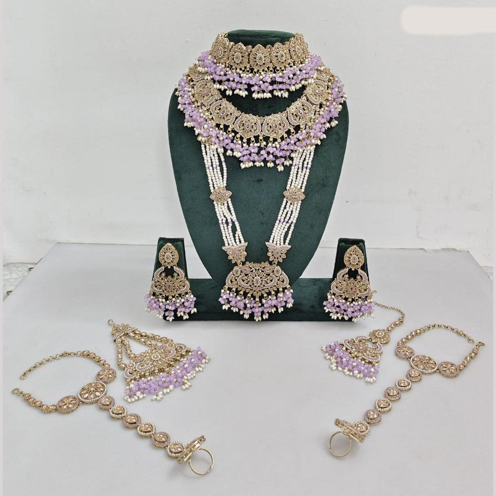JCM Gold Plated Crystal Pearl And Beads Bridal Set