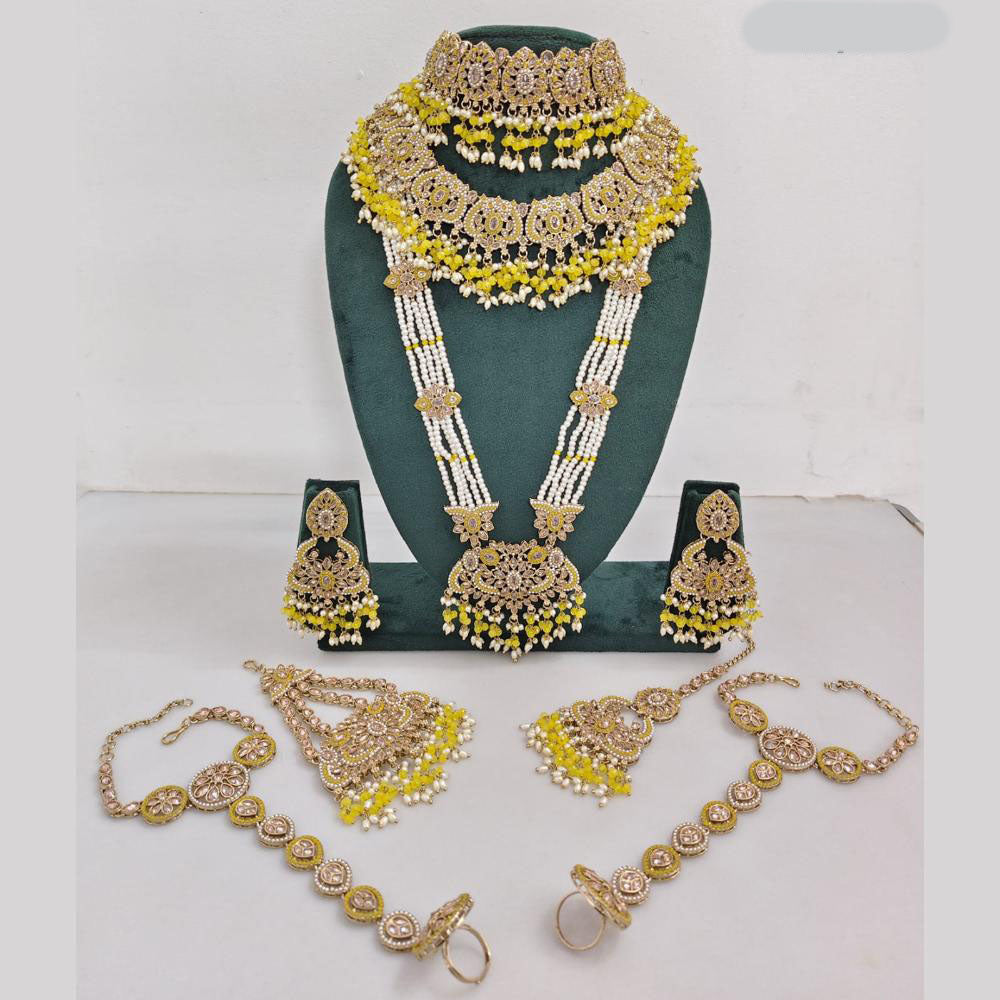 JCM Gold Plated Crystal Pearl And Beads Bridal Set