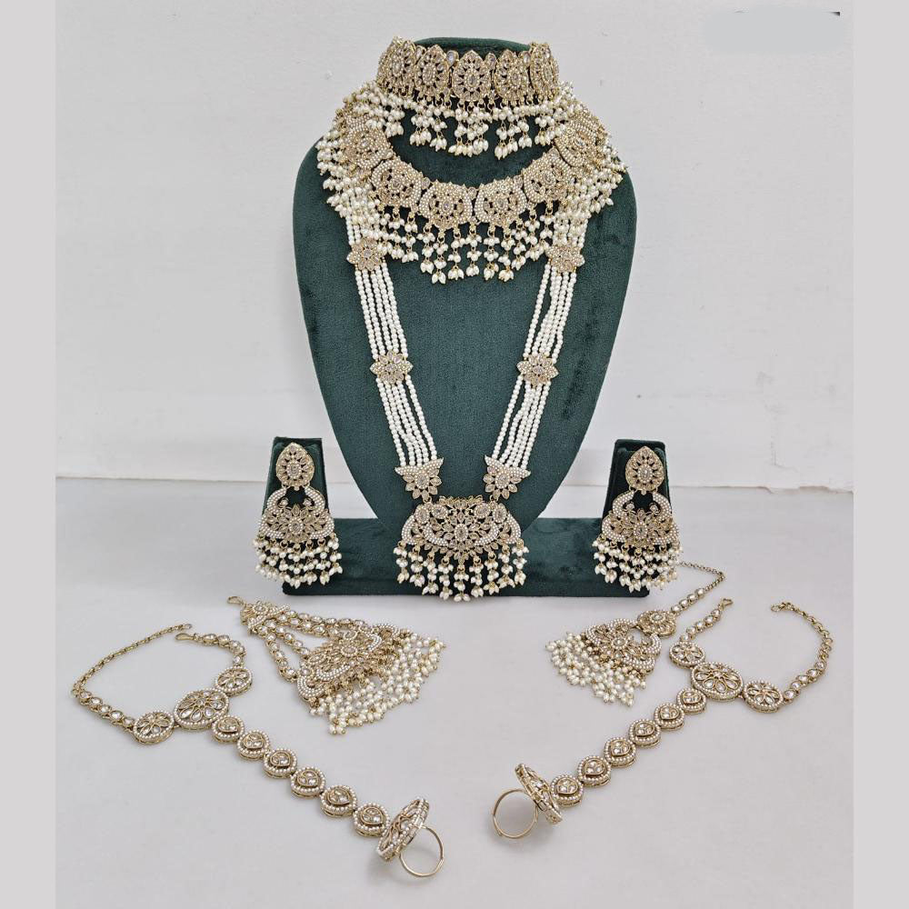 JCM Gold Plated Crystal Pearl And Beads Bridal Set