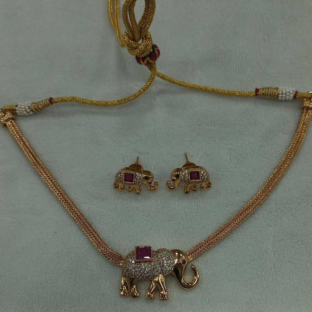 JCM Gold Plated Austrian Stone Elephant Shape Necklace Set