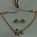 JCM Gold Plated Austrian Stone Elephant Shape Necklace Set 