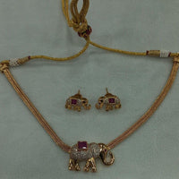 JCM Gold Plated Austrian Stone Elephant Shape Necklace Set 